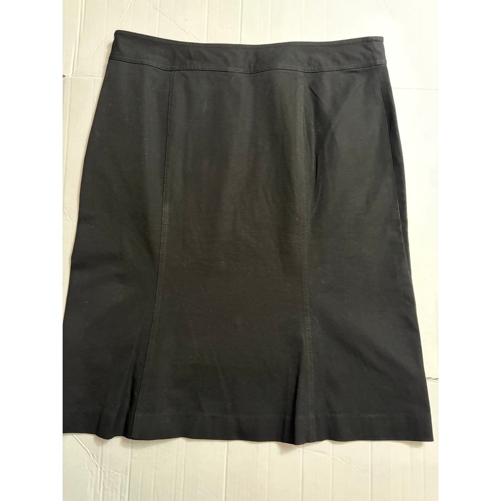 Gap Womens Black Cotton Lycra Stretch Pencil Skirt Size 14 Knee Length Side Zip